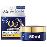 NIVEA Q10 Night Cream with Coenzyme Q10 and Organic Argan Oil – Advanced Overnight Facial Moisturiser for Deep Hydration, Skin Renewal and Radiant Complexion – Dermatologically Tested, 50 ml Jar