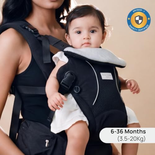 Image of Haus & Kinder Kangaroo Nest Baby Carrier for 0 to 3 Years Baby, 2-in-1 Hip Seat Baby Carry Bag for Newborn to Toddler, Ergonomic Front & Back Carry Kangaroo Bag, Adjustable Straps, Breathable, Up to 20 Kg