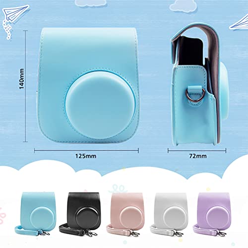 Fuji Instax Mini 11 Case, Muziri Kinokoo Protective Case For Fujifilm Instax Mini 11 Bag Cute Color Carrying Bag Pu Leather Case With Photo Stickers (Pure Blue) #TOP5