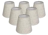 Small Lamp Shades Clip on Bulbs for Candelabra Bulbs, Beige Chandelier Shades 6 Pcs, Mini Lampshades for Chandeliers 4' X 6' X 5', Home Decor Fabric Linen Lampshade