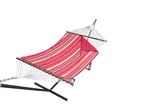 Hangit Cotton Rope Hammock with Stand, Pad and Pillow - Ideal Outdoor Garden Furniture