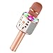 Micro Karaoke Enfant Bluetooth, FISHOAKY 5 en 1 Microphone Sans Fil Karaoké Adulte avec Changeur de Voix, Batterie de 2400 mAh Portable Micro avec Enregistreur pour Fête Chanter pour Phone/PC(Rose)