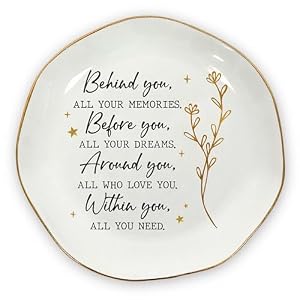 OASSIE Graduation Gifts for Women Her – 4″x4″ Ceramic Jewelry Dish Tray