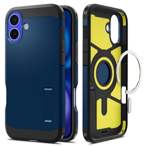 Image of Spigen for iPhone 16 Case, Tough Armor (Ai) MagFit [Compatible with Magsafe] [Kickstand] [Military-Grade Protection] - Navy Blue