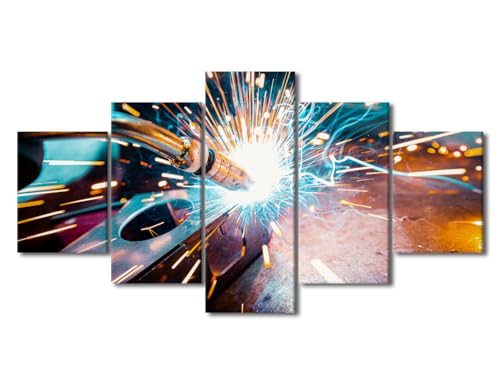 Welding Wall Art Canvas 5-Piece Bedroom Decor 60"x32