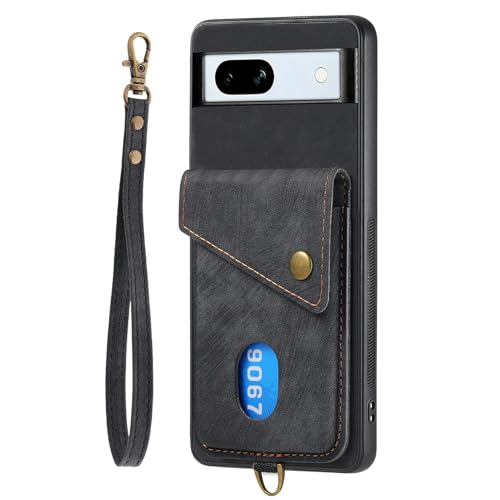 Étui portefeuille Google Pixel 9 en cuir mat élégant avec coque antichoc