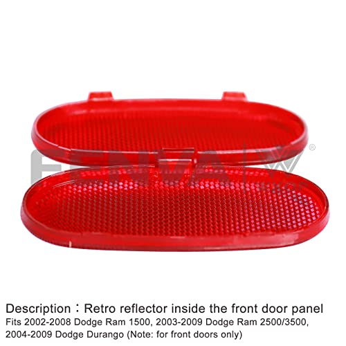 Image of Front Door Panel Reflector Interior Door Reflectors Red Light Cover for Dodge Ram 1500 2002-2008 /Ram 2500 /3500 2003-2009 /Dodge Durango 2004-2009
