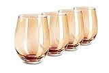 LUXU Amber Stemless Wine Glass(Set of 4)-20 Ounces,Colored Water Juice Drinking Glasses,All-Purpose Glass Wine Tumblers,No Stem Glass Beverage Cups,Perfect for Home,Bar,Restaurants and Parties