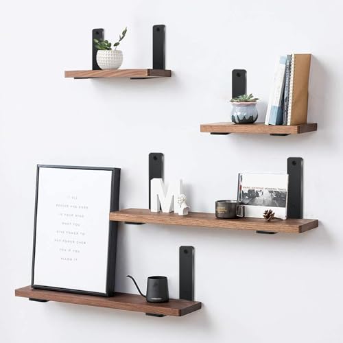 4 Pack - L 6" x H 4" x W1.5, 5mm Thick Black L Shelf Bracket, Iron Shelf Brackets, Metal Shelf Brackets, Floating Shelf, Shelf Supports with Screws - Image 5