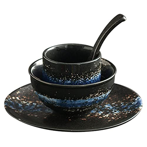 LABRIMP 1zestaw Ceramiczny Zestaw Naczyń Do Sushi Częściowy Miski i Łyżki Elegancki Zestaw Ceramiki Do Restauracji Hot Pot Hotelu Łatwy Czyszczeniu Trwały i Stylowy