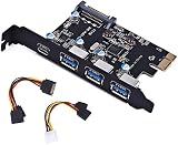 PCI Express(PCIe) to USB 3.0 Type C +Type A Expansion Card ,PCI-E to USB Add-on Cards with 4 Ports U