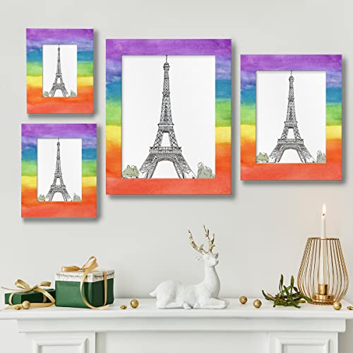 Auuxva Picture Frames 4X6 For Wall Decor Abstract Art Stripe Rainbow Hanging Picture Frame With Stand Large Wood Photo Poster Frames Collage For Tabletop, Acrylic Face #TOP6