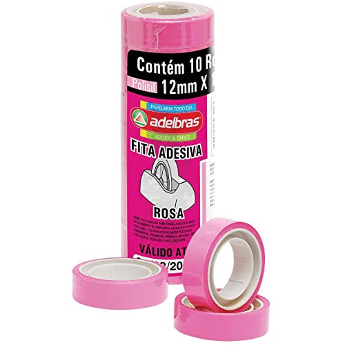 Fita Adesiva, Adelbras 0803090007, Rosa, Pacote de 10