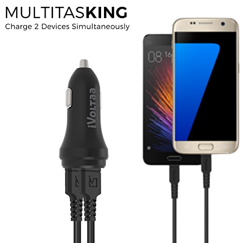 Image of iVoltaa 3.1A Dual Port Rapid Turbo Car Charger with Type-C Cable Quick Charge (Black)