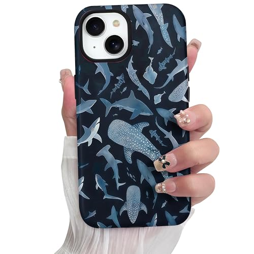 Aleviker Case for iPhone 13, Glossy Hybrid 2-Layer Hard Shell, Aesthetic Scratch Resistant Cover, Blue Shark by Aleviker - Used condition - Image 2