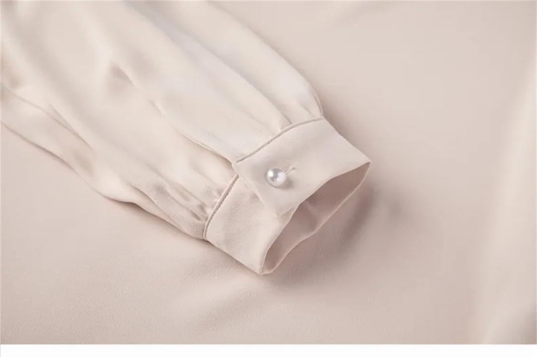 Blusa de manga larga con cuentas Temeprament para mujer, color albaricoque, para oficina, trabajo