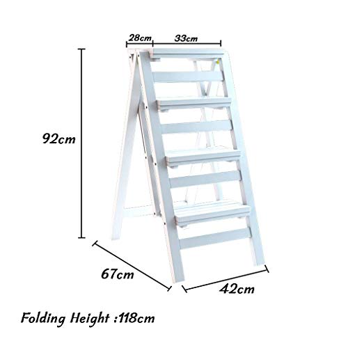 Taburete de 4 pasos plegable de bambú multifunción y silla escalera de hogar 3