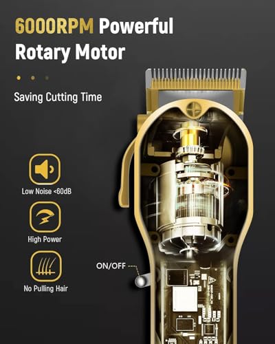 Image of SUPRENT Professional Hair Clippers for Men, Cordless Hair Cutting Kit, Barber Clippers & Zero-gapped Trimmer Combo with Type-C Rechargeable, Titanium Plated Ceramic Blade (Gold)