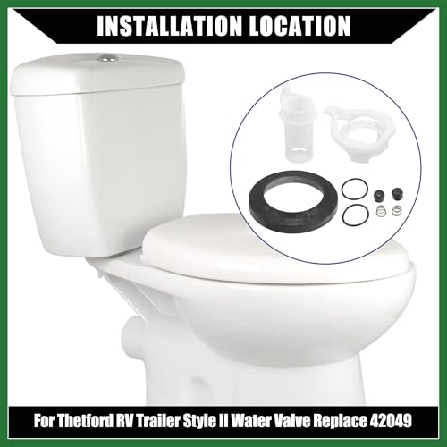 Image of Motoforti 42049 Water Valve Style II Kit for Aqua Magic Style II Permanent Toilets /Leak-Resistant RV Toilet Water Assembly Valve Kit / 1Set Long-lasting, Black, White