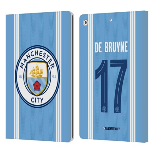 Head Case Designs Officially Licensed Manchester City Man City FC Kevin De Bruyne 2023/24 Players Home Kit Leather Book Wallet Case Cover Compatible with Apple iPad 10.2 2019/2020/2021