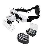 Lupenbrille Stirnband Multifunktionale beleuchtete Brillenlupe 2LED 5 Wechsellinsenlupe for Lesereparaturwerkzeug(FDJ026)