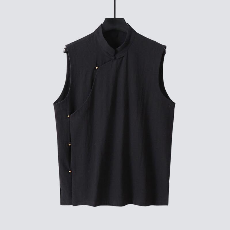 Chaleco de algodon para hombre cuello alto ropa casual sin mangas 2