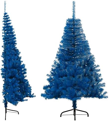 vidaXL Artificial Half Christmas Tree with Stand Indoor Outdoor Home Holiday Xmas Decoration Celebration Ornament Seasonal Xmas Tree PVC Green