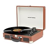 Tocadiscos Bluetooth con 2 Altavoces Incorporados de Reproductor de Vinilo Soporte 3 Velocidades Vinilo a mp3 Grabacion Auriculares Entrada AUX Salida RCA, Marrón