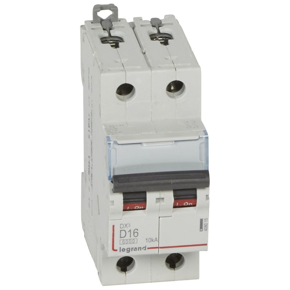 Legrand 408015 Interruttore DX³6000 10kA arrivo alto e partenza bassa a vite, 2P, 230V~ a 400V~, 16A, curva D, 2 moduli