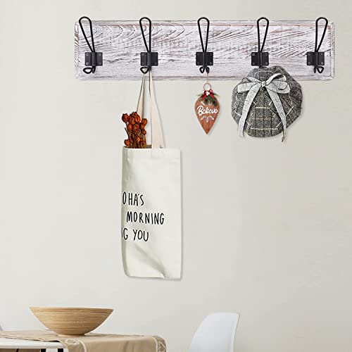 Yihata Coat Hooks For Wall, 24" Wall Coat Rack With 5 Hooks Wall Mounted Solid Pine Wooden Entryway Towel Coat Hooks-Heavy Duty Hooks #TOP3