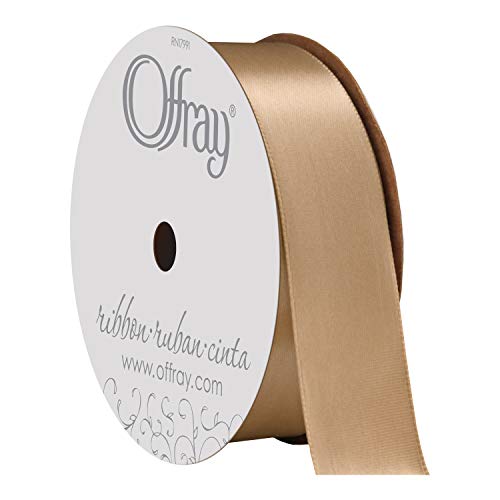 Image of Berwick Offray 475812 7 /8 inch Wide Single Face Satin Ribbon, Oatmeal Natural, 6 Yds