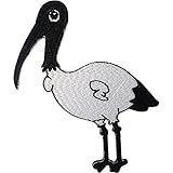 ELLU Écusson brodé Ibis blanc australien à repasser ou à coudre sur les vêtements