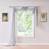ASATEX Extra Long 56' (W) x 288' (L) (24 Feet) Silver Sheer Window Scarf. Voile Window Treatments Are Perfect As Valance Scarves, Bed Canopy Scarfs Or Wedding Decorations. AMA 56' x 288' Silver