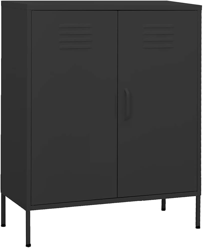 Steel Storage Cabinet Anthracite Medium Size with Adjustable Shelves and Levelers for Indoor Home Storage and Office Organization