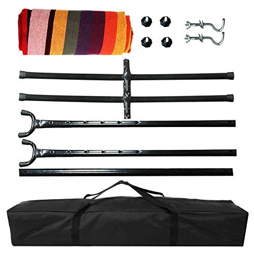 Kanchimi Hammock with Stand,Max Load 450lbs,Portable Double Hammock for para Patio,Indoor Outdoor Hammock with Stand 2 Person Heavy Duty,Premium Carrying Case Included(Rainbow)