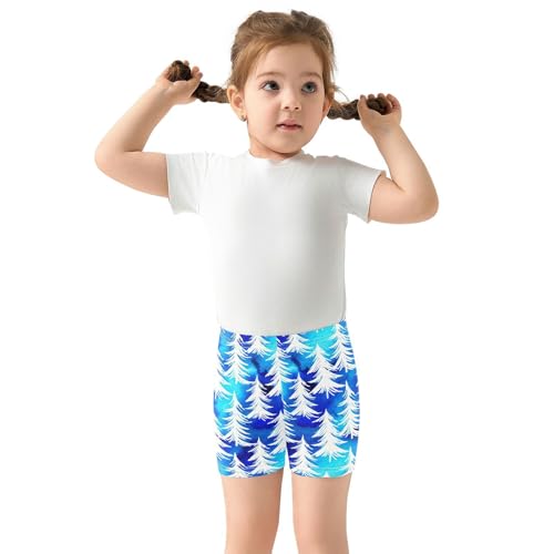 Trees Blue Girls Bike Shorts Toddler Girl Clothes Under Dress Dance Shorts for 4-10 Years,4T2