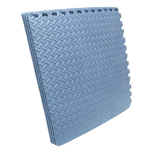 HTTMT- SkyBlue 12X(24 Sqft) Gym Floor Mat 24x24 EVA Foam Interlocking Exercise Fitness Puzzle Floor Gym Yoga Mat Workout Pad [P/N: MTET-HOME012-12PC]