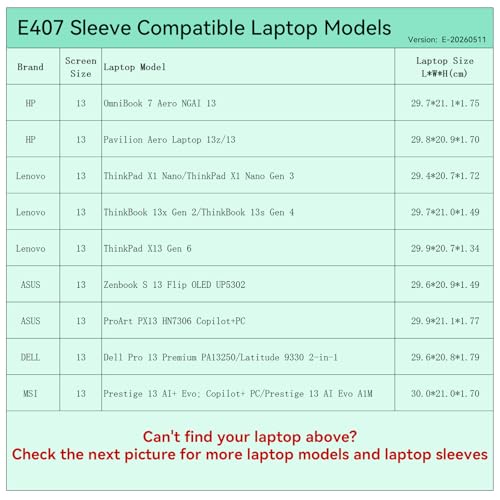 Image of Smatree Elite Laptop Sleeve for 13 inch HP /Lenovo /ASUS /DELL /MSI | for 13 inch HP OmniBook 7 /Pavilion Aero 13,Lenovo ThinkPad X1 /ThinkBook,ASUS Zenbook /ProArt,DELL Latitude,MSI Prestige(E407)
