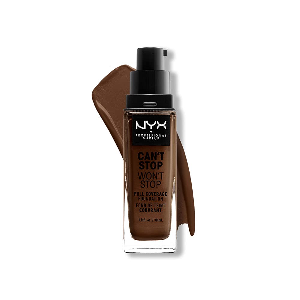 NYX Professional Makeup Can't Stop Won't Stop Full Coverage Foundation, Langanhaltend, Wasserfest, Vegane Formel, Mattierter Teint, Farbton: Chestnut
