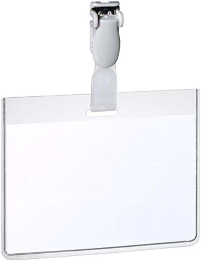 Reusable Visitor Badges 25-Pack Durable Click Fold Name Badges - 54x90mm, Transparent, With Combi Clip For Events & Conferences Printer Paper