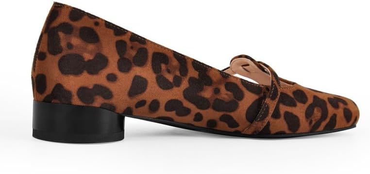 Women’s Mary Jane Flats Square Toe Low Block Heel Dress Shoes with Strap for Work Office Daily Wear