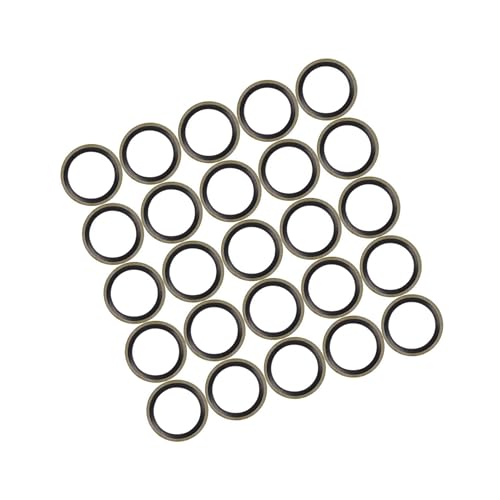 A ABSOPRO 25pcs 18mm ID. 24.5mm OD.Bronze Tone Car Engine Oil Drain Crush Flat Bonded Washer Gaskets Item Replacement