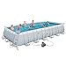 Produktbild Bestway Frame Pool Power Steel, Set, hellgrau, rechteckig mit Filterpumpe und Zubehör, 732 x 366 x 132 cm, grau