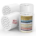 Longriver 4 Pack 33 Stage Universal Shower Filter Replacement Cartridge - Hard Water Purifier Removes Chlorine, Heavy Metals, Iron, Sediments - High Output Water Softener for Skin & Hair