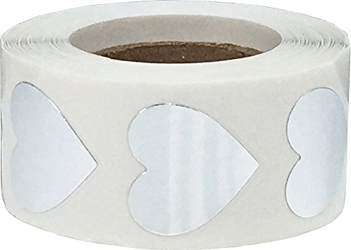 Metallic Silver Heart Stickers Valentine's Day Crafting Scrapbooking 0.75 Inch 500 Adhesive Stickers #TOP4