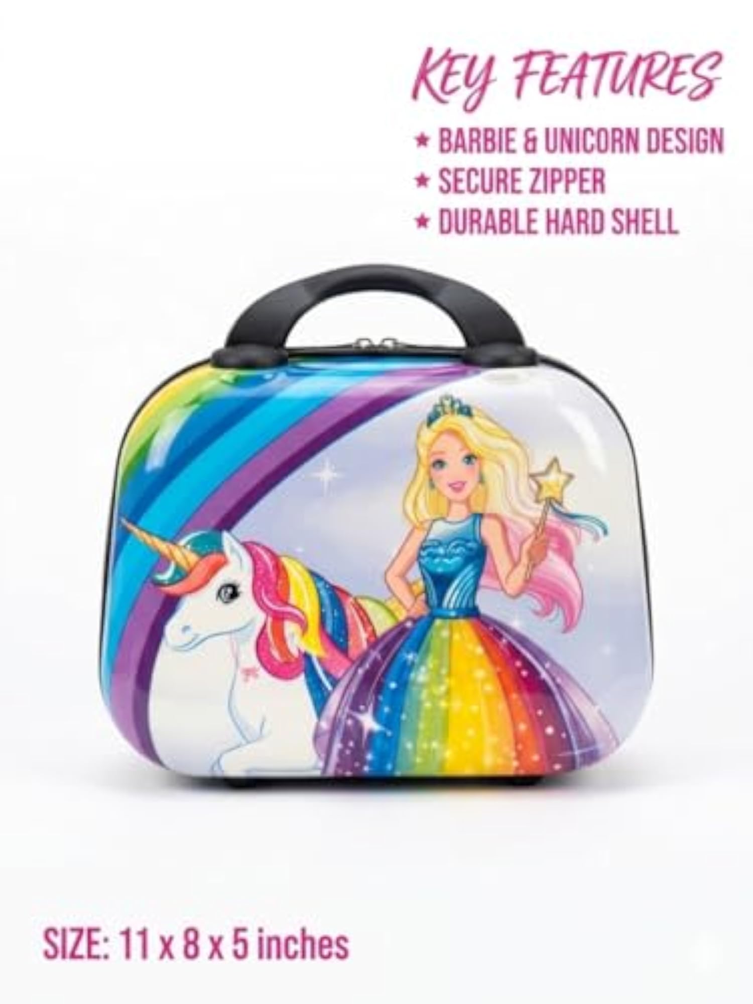 Girls' Princess Unicorn Rainbow Theme Hardshell Vanity Case