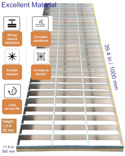 Image of Galvanized Steel Drain Grate, Driveway Channel Cover 40x12 in