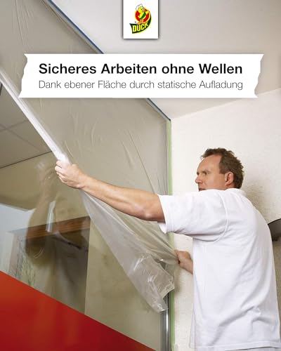 Duck Tape Gewebeband mit Abdeckfolie 1400 mm x 15 m - Abklebeband Maler außen - für Putzarbeiten - Abdeckfolie mit Klebeband zum Abdecken & Abkleben