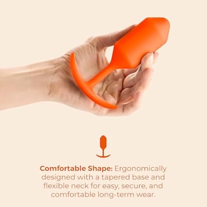 b-Vibe - The Snug Plug 3 - Naranja - Enchufe anal de 180 gramos que cuenta con una base acampanada y bolas pesadas