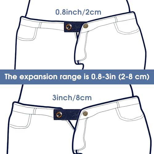 Yuanchu 5 Pcs Button Extenders for Jeans, Denim Waist Extenders Button Adjustable Pants Extender Waistband Extenders for Jeans for Men Women Pant Extender for Pregnancy Women - Thumbnail 5